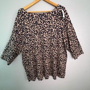 Leopard Print Women's Top - Beige and Black